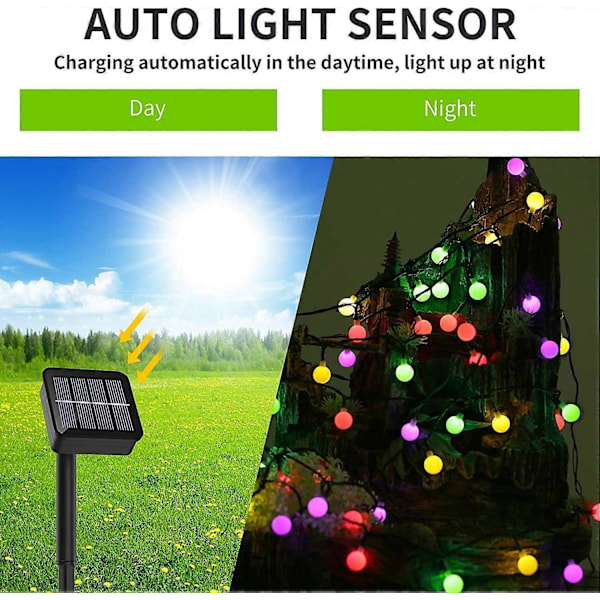 60 LED 10M Solcellsdriven Utomhusbelysning 60 LED 10M Vattentät IP65 med 8 Ljuslägen Vacker Dekoration Inomhus Utomhusbelysning för Trädgård Uteplats Balkong