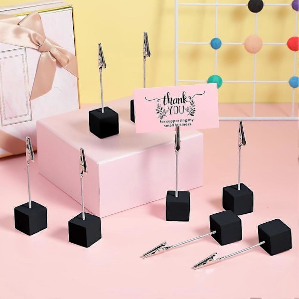 20 Stykker Kube Base Memo Klip Holder med Alligator Klips Træ Base Bordnummer Holder Kube Base Pl