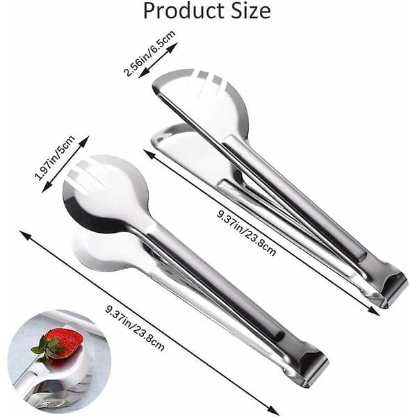 2 Stykker 23 cm Serveringstænger i Rustfrit Stål, Appetizer Buffet Mad Serveringstænger Gaffeltænger, til Servering, Madlavning, Salat, BBQ, Kage, Brød, Versai