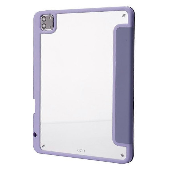 Kompatibelt fodral för iPad Pro 12,9-tum (2021)/(2020)/(2018) surfplatta, automatisk väckning/viloläge, origami-ställ, PU-läder + akrylskydd Purple
