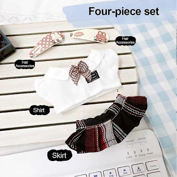 17 cm:n minipehmolelun vaatteet asusteet Korealaisille Kpop Exo Labubu -idolinukeille nahkatakkisetti vaatelahja 03 4pcs set