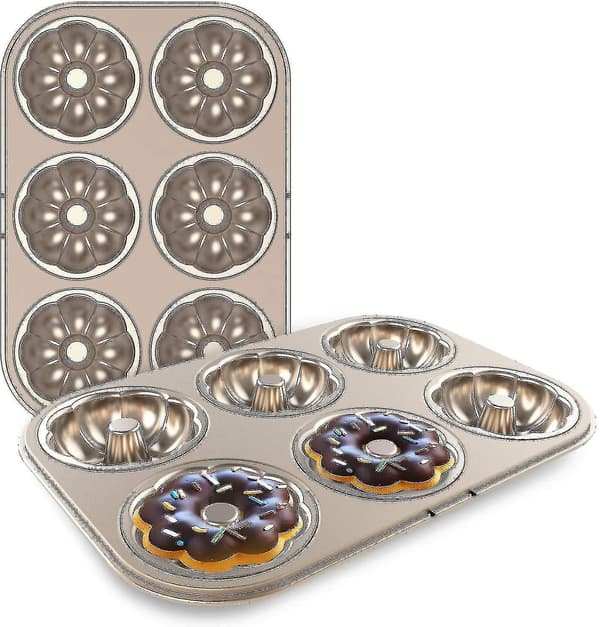 Gylden Non-stick Kageform Donut Bageplade 6 Med Græskarkageform Bageform Til Ovn 2 stk