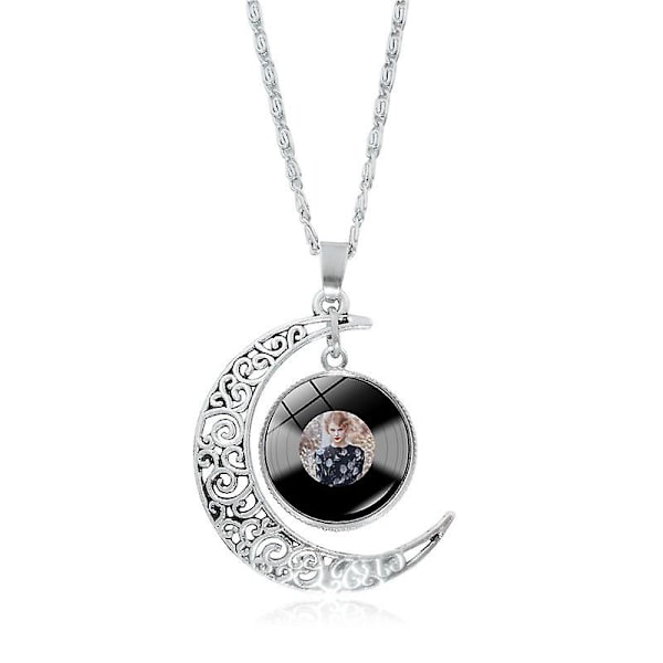 Mångsidigt ihåligt måne Taylor Swift vinylskiva hängsmycke halsband style15