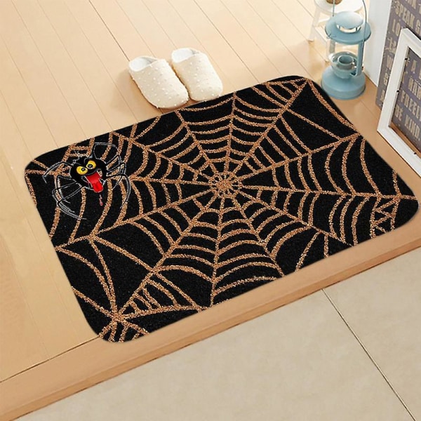 Halloween-ovimatto, hämähäkinverkko, lattiamatto, pestävä ja uudelleenkäytettävä ulko-ovimatto, Halloween-koriste, tervetuliaismatto Style 3