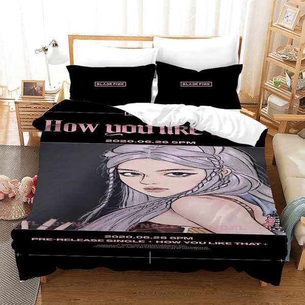 B19 Blackpink 3D-printet sengesett dynetrekk dynetrekk putetrekk barnegave AU QUEEN 210x210cm