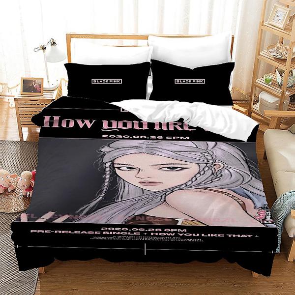 B19 Blackpink 3D-tulostettu vuodevaatesetti pussilakanalla, peitolla, tyynyliinalla, lasten lahja US TWIN 173x218cm