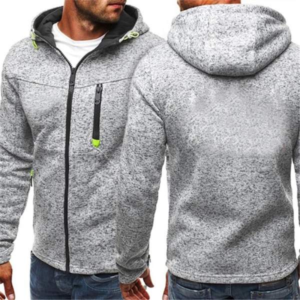 Syksyn ja talven miesten takki neule lumikello hupullinen vapaa-ajan takki vetoketju miesten vaatteet takki Gray 4XL