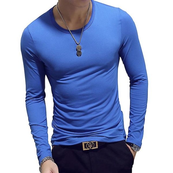 Poolokaulus miehille, yksivärinen, slim fit, joustava, ohut, neulepusero, kevät, syksy, alusvaate, poolokaulus, miesten neulepaita, aluspaita, t-paita Light blue 3 XXL