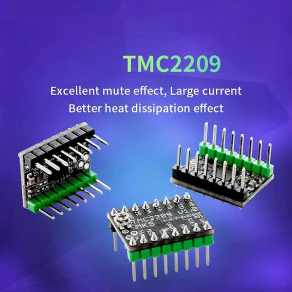 til 3D-printer TMC2209 TMC2209 V2.0 Steppermotordrev med køleplade 2 sæt