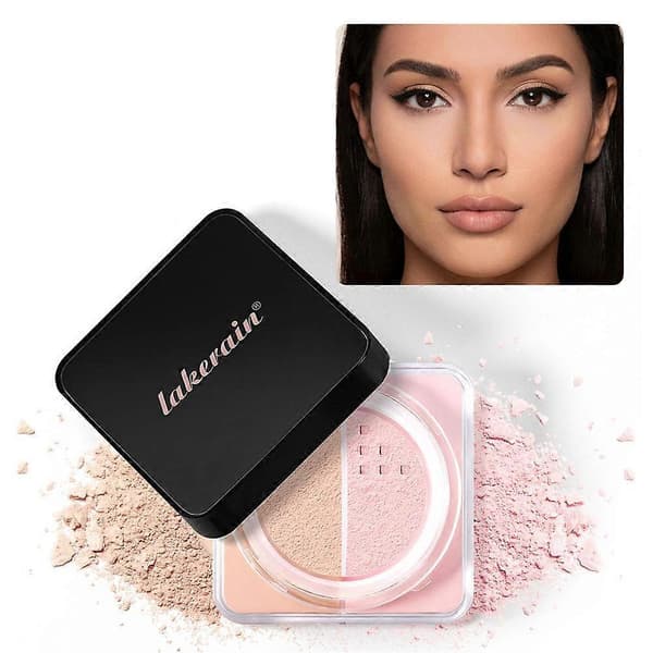 Lakerain Dual Color Løs Puder Bage Setting Puder Mat Finish Cherry Peach