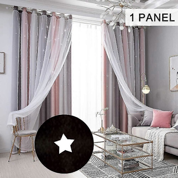 Isolerande Termiska Mörkläggningsgardiner Med Stjärnor 100% Polyester, För Vardagsrum, Sovrum, Barnrum, Grå, 1 Styck B 134cm * H 160cm