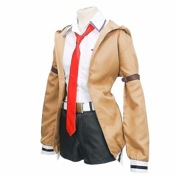 Steins;Gate Makise Kurisu Cosplay Kostym Jacka Jacka Kostym Skjorta Shorts Hel Uniform Halloween-kostym för kvinnor M Storlek