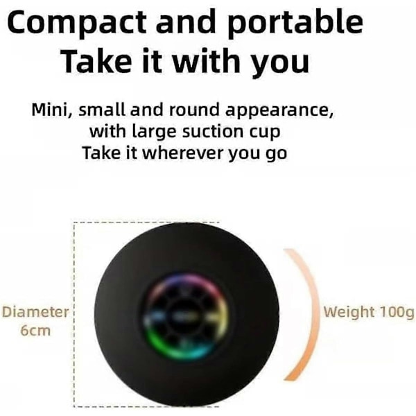 Dusjhøyttaler Mini Bluetooth Dusjhøyttaler Vanntett Mini Bærbar Dusjhøyttaler med LED-lys for Utendørs Høyttaler