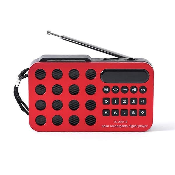 Mini bärbar fickradio med solcellsladdning och trådlösa högtalare som stöder USB Black