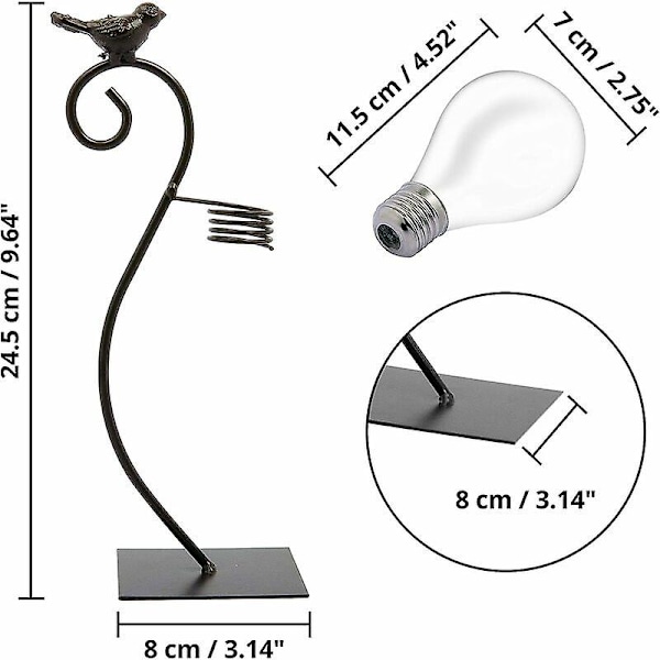Bulb Vaasi - Lasinen Kukka-vaasi Metallijalustalla ja Linnun Muotoilulla - Hydroponinen Kukkaruukku Koristeellinen Vaasi Kotiin, Toimistoon, Kahvilaan ja Ravintolaan - Gl