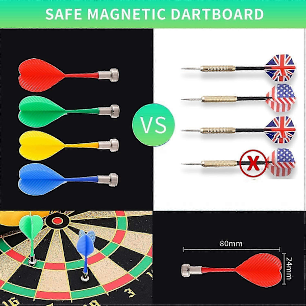 Magnetisk Darttavla, Dartspel för Inomhus och Utomhusbruk för Barn med 12 Magnetiska Pilar, Säkra Leksaksspel, Dubbelsidig Upprullningsbar Brädspelsset för Presenter