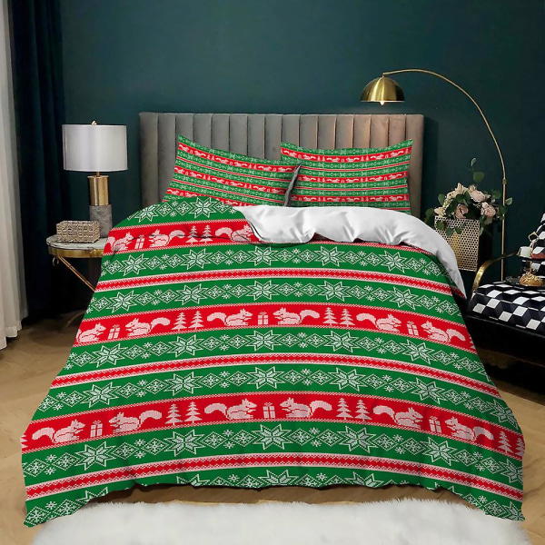 Julälg Jultomten 3d- printed Sängkläder Set Cover Cover Örngott Barn Present Färg 2 US QUEEN 228x228cm