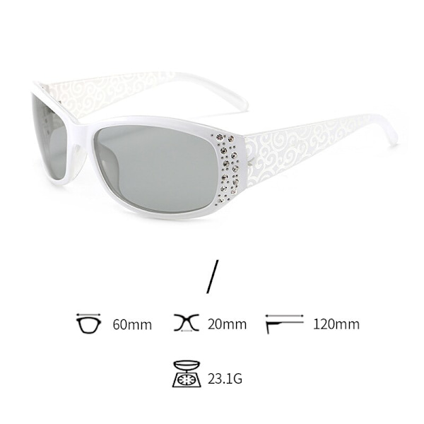 Polarisoidut aurinkolasit naisille, strassikoristeiset aurinkolasit, ajo-, matka- ja ulkoilulasit, UV406-aurinkolasit naisille WHite Gray Style7