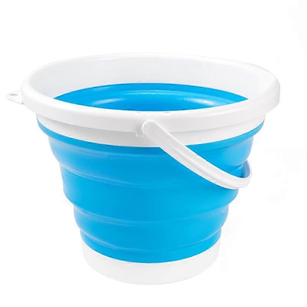 Vikbar hink med handtag 10L, bärbar silikonhink för fiske, hink för rengöring, backpacking, camping och överlevnad utomhus (blå)