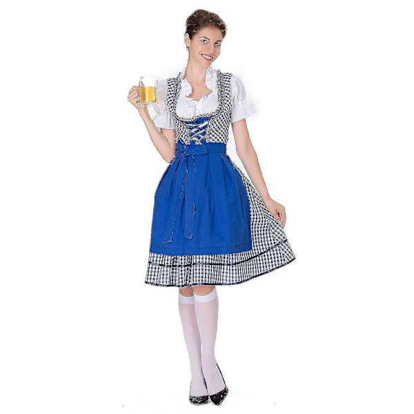Naisten Oktoberfest-asu Saksalainen Dirndl-mekko Baijerilainen karnevaalijuhla-asu, 100% uusi Blue M