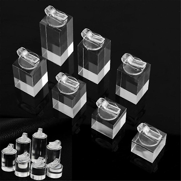 7 st Olika Höjd Runda Fingerring Smycken Displayställ Hållare Fotorekvisita Monter Organizer Rack A