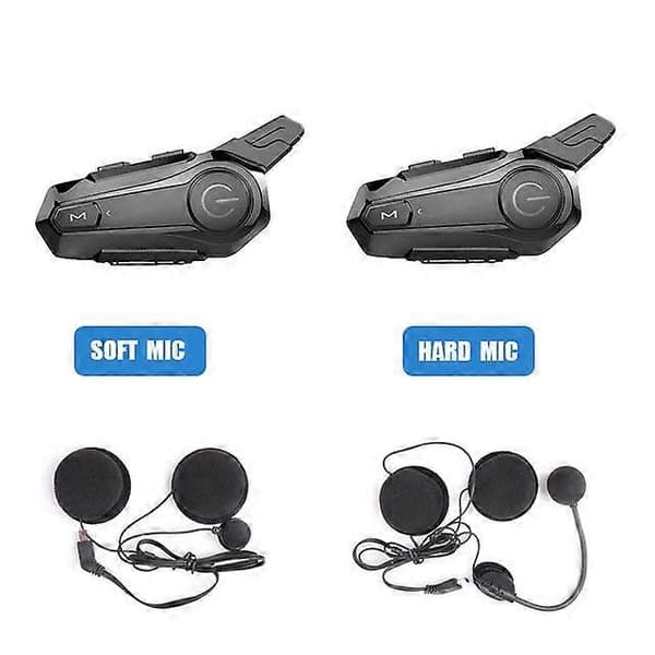 2 stk. Bluetooth Intercom Motorsykkel Fullhjelm Bluetooth Headset for 2 Intercomunicador Trådløst Headset