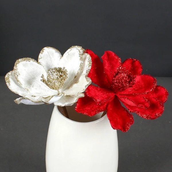 28CM 1/2/3st Stora Konstgjorda Julblommor Glitter Julgransdekoration hem trädgård skola köpcentrum Högtidsevenemang deco 102001Red 1pc