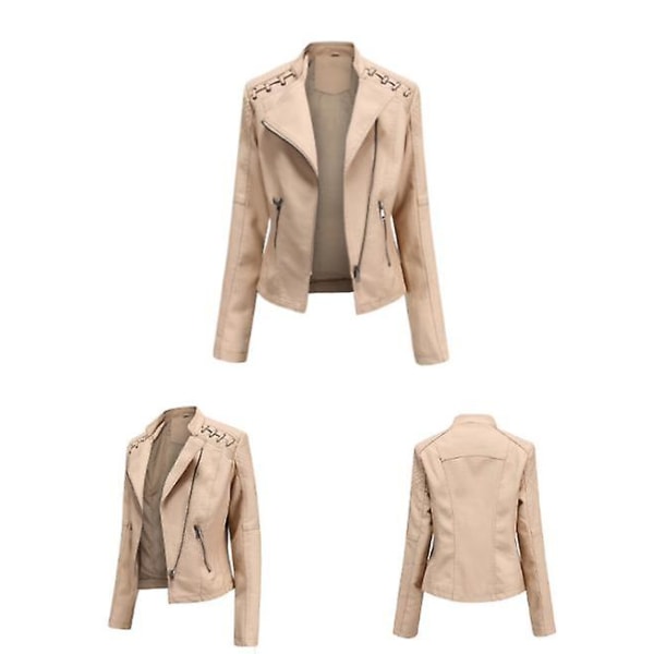 Skinnjacka för damer, avslappnad modell med dragkedja, finns i 12 färger Khaki XL