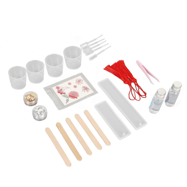 Bokmärkesformar i Resin Set DIY Högtransparent Förtjockad Luktfri Resin Silikonform Set för Bokmärkestillverkning Röd