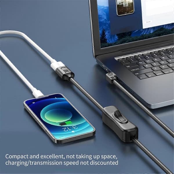 USB3.0 Forlængerkabel med Strømknap 5Gbps Dataoverførsel Han til Hun Forlængerledning 1m til K