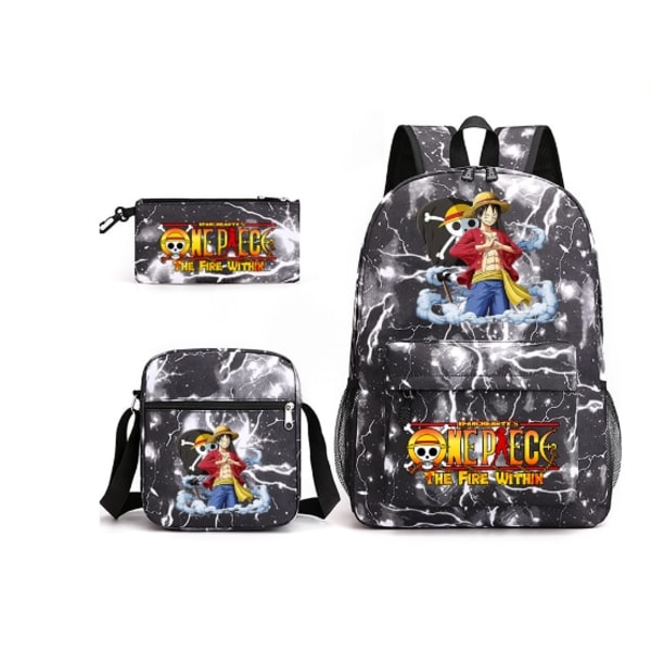 3 st/set One Piece Ryggsäck Anime Barn Skolväska 18 Tum 9 45CMX32CMX15CM