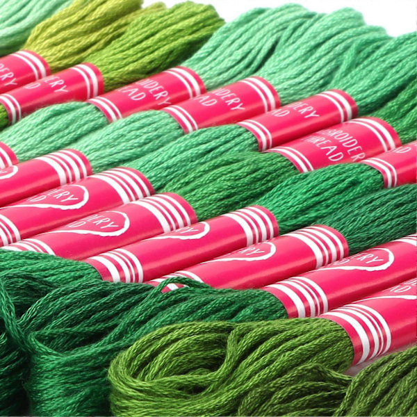 12 st Broderitråd Gradient Ljus Färg Polyestertråd för Broderiälskares Grupphantverk (Grön Serie)