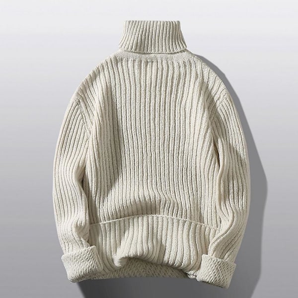 Höst Vinter Herr Polotröjor Pullovrar Enfärgad Långärmad Slim Fit Ungdom Stickad Casual Pullover Tröja Herr