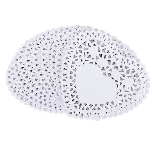 250 stk. 10 cm Hjerteformede Kakebrett, solide runde kakeunderlag, dessertbrett for bursdag, bryllup (hvit) - Yvan