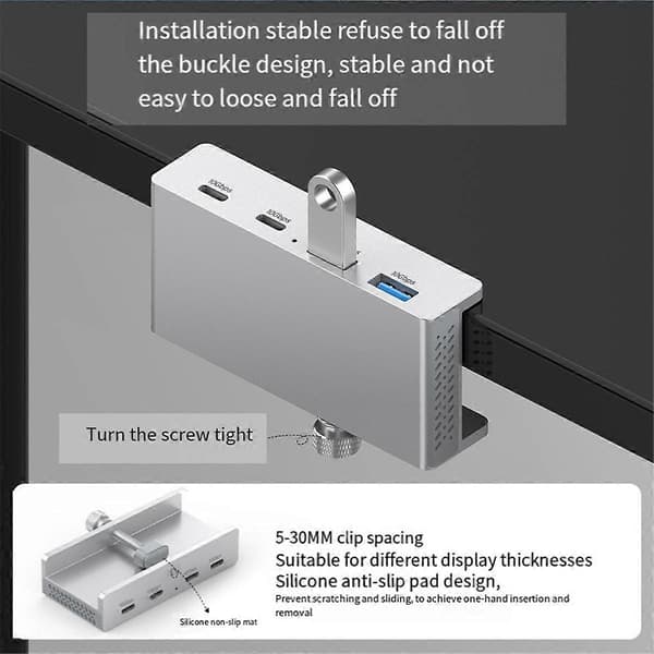4 Porter USB 3.2 HUB USB3.2 Splitter Adapter Clip Multi Konsentrator, B