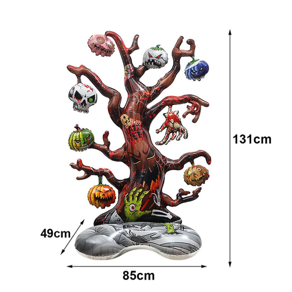 4d Halloween Aluminium Film Ballong Stor Stående Spöke Träd Dödskalle Kista Trolldryck Vakt Häxa Spis Gravsten Partydekor Skeleton frame