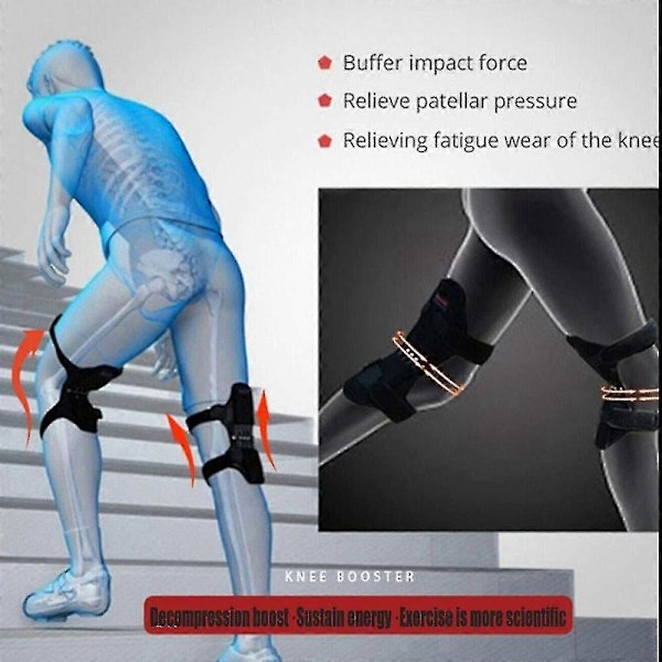 Power Knee Support Brace Fjäder Knäskydd, 1 par Patella Booster Fjäder Knäskydd Stöd För Vandring Sport