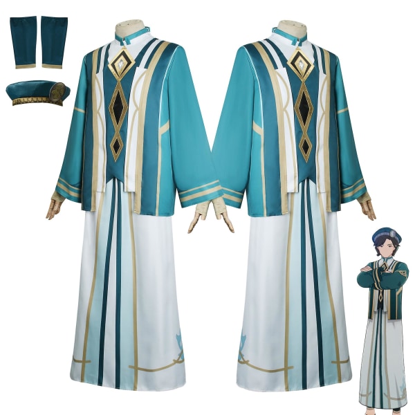 Genshin Impact Cosplay Kostym, Fatui Cosplay Outfit Uniform Snezhnaya Cosplay Anime Party Rollspelskläder För Halloween Karneval Male XXL