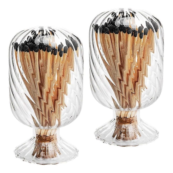 2 Set Helixformad Tändstickshållare, Glas Tändsticks-cloche för 4 tum