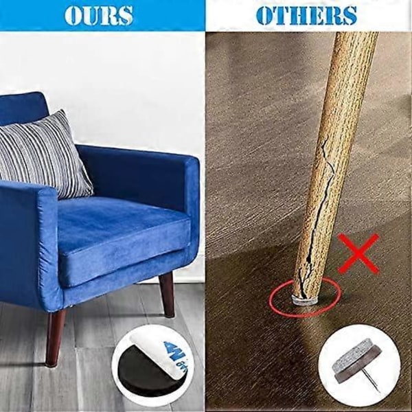 80 möbeltassar i filt (grå, diameter 2,5 cm, tjocklek 2 mm), golvskydd, självhäftande möbeltassar för stolar, tjocka ben, anti-rep