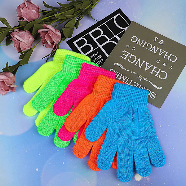 16 par Vinter Barn Varme Magiske Hansker Full Finger Elastiske Strikkede Hansker