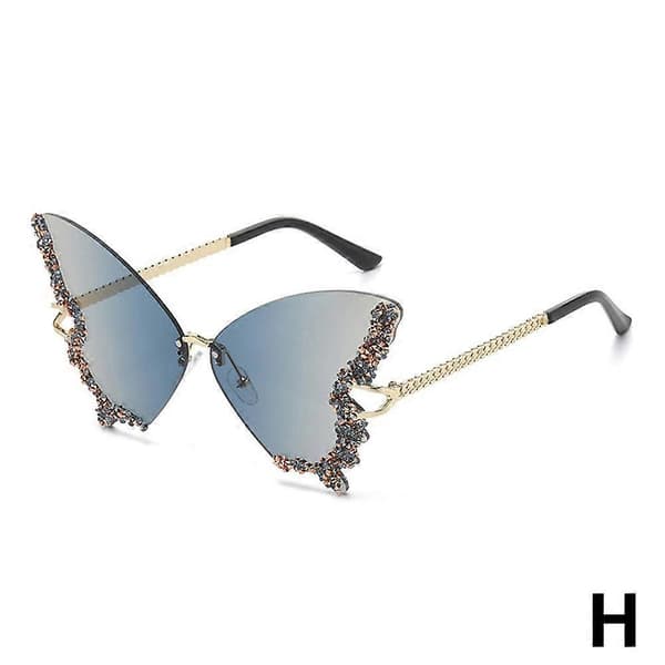 Dame Diamant Sommerfugl Solbriller Rammeløst Brille Blokerende Sollys Briller Blue tea