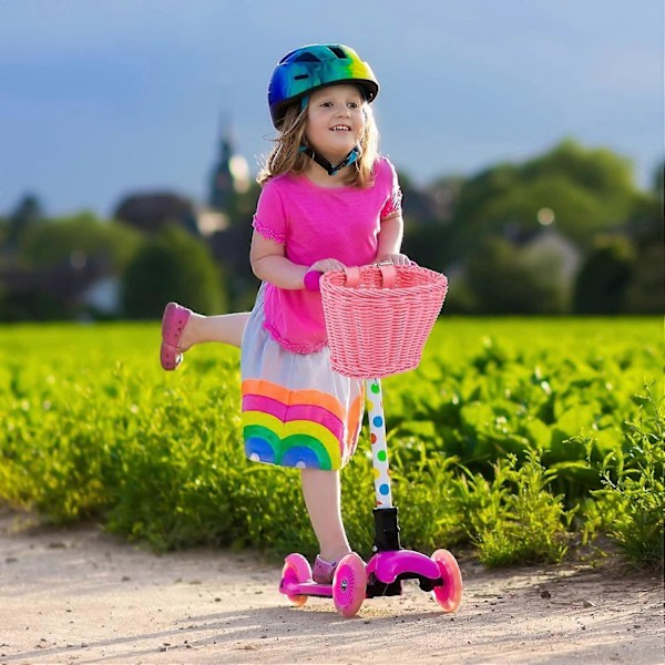Cykkelkorg för 12-16 tums barncykel, balanscykel, trehjuling, sparkcykel, rosa