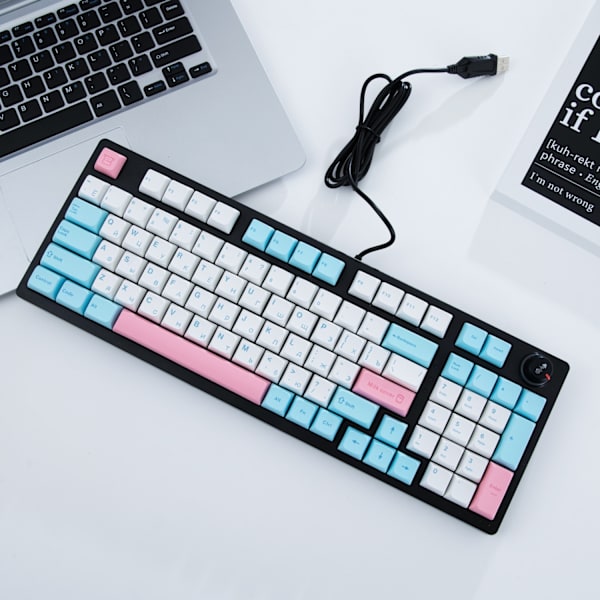 Gaming Mekanisk Tastatur Russisk LED Bakgrunnsbelyst 96 Taster Kablet Knapp Bærbar Mekanisk Tastatur for Bærbar Datamaskin PC Gamer Black