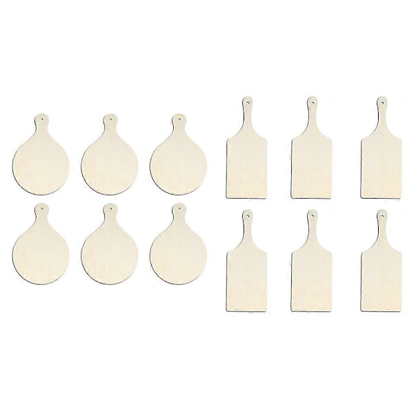 12 st Mini Träskärbrädor med Handtag Träskärbräda Obehandlade Plankor Köksmatlagning