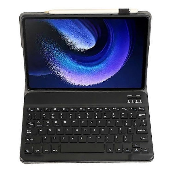 A0N7 Kompatibel for Xiaomi Pad 6 / Pad 6 Pro PU Lærdeksel Ultratynt Stativ Nettbrettveske med Avtakbart Bluetooth-tastatur Black