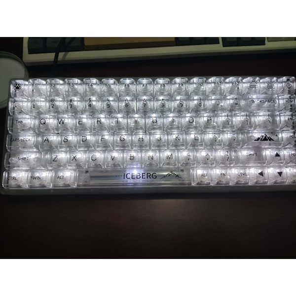 Gjennomsiktige bakbelyste tastehetter mekanisk tastatur 132 taster krystall PC gaming tastehetter Only Keycaps Black Switch