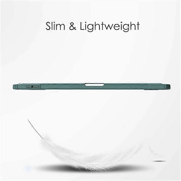 Kompatibel med iPad Air 11 (2024) Klar Taske PU Læder Auto Vågn/Sov Beskyttelsescover med Penneholder Green