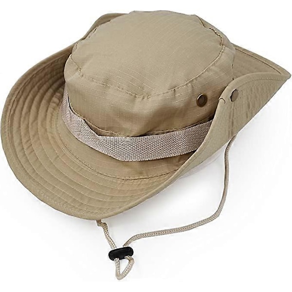 Bredbrättad Solhatt för Utomhusbruk, Klassisk Djungel Combat Armé Stil Solhatt för Fiske, Jakt, Camping - Beige Färg