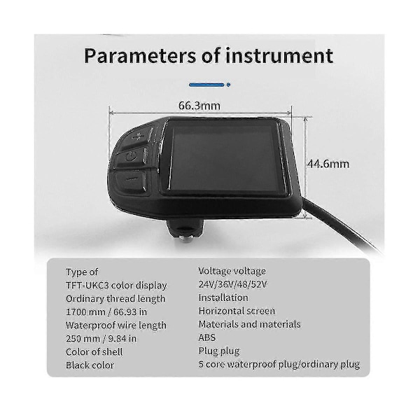 LCD TFT UKC3 Display Hastighetsbatteritidsindikator för Elcykel 24V 36V 48V Motoromvandling